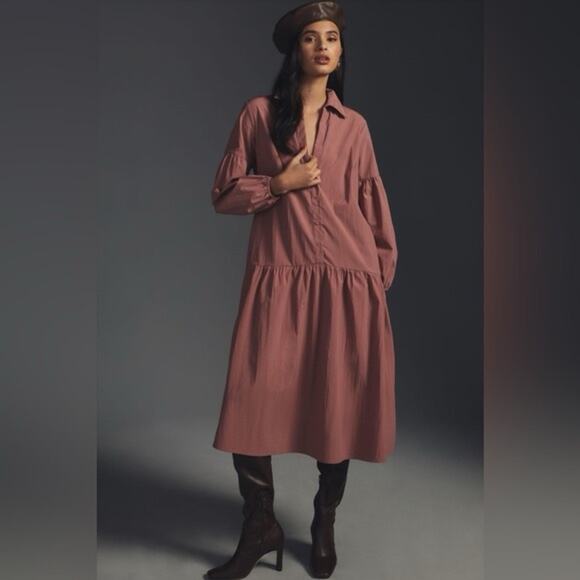 Anthropologie Mauve Midi Dress - Picture 4 of 11